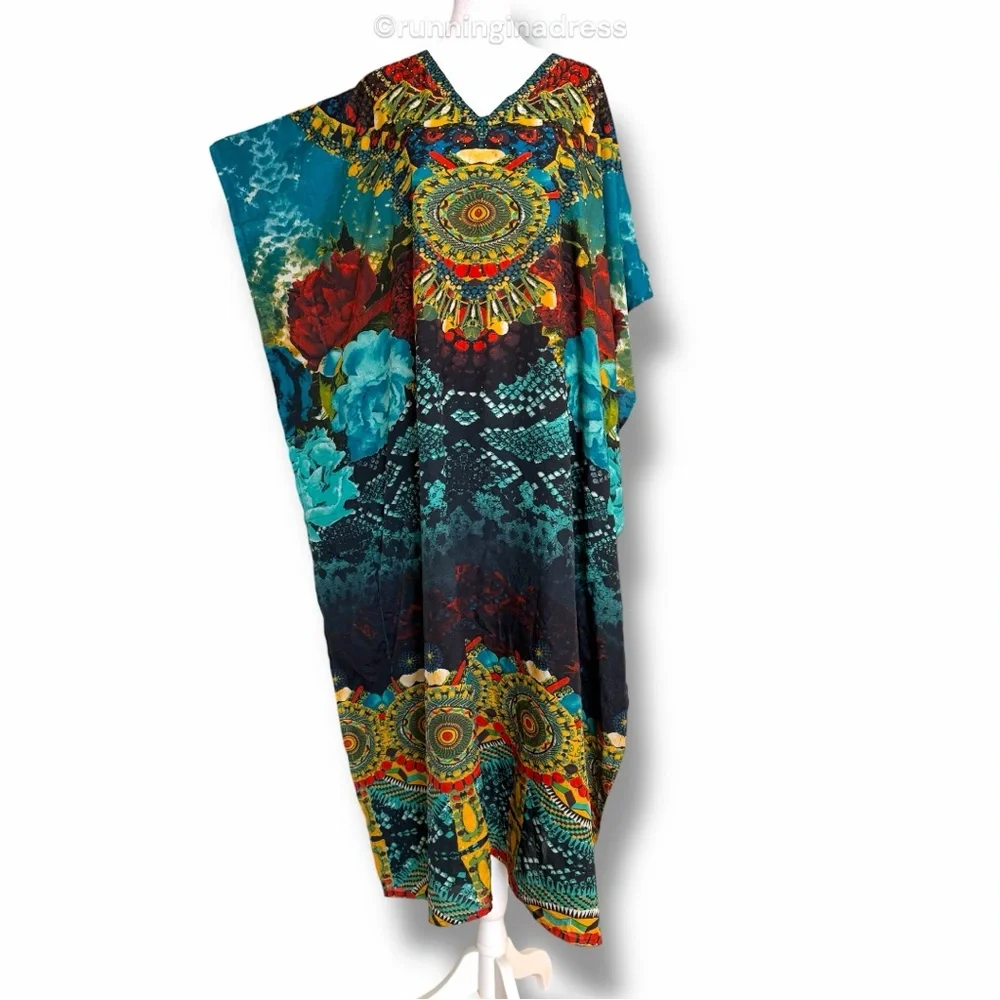 Shore Drive Embellished Boho Maxi Kaftan Dress Cover Maxi Kaftan One Size To 2XL - Picture 4 of 11